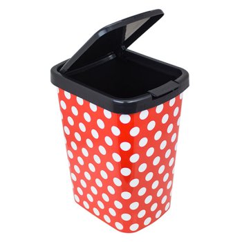 LIXEIRA COM TAMPA CLICK  LABEL POÁ VERMELHO – 09 LITROS