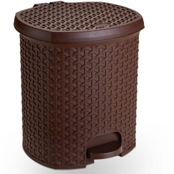 LIXEIRA RATTAN COM PEDAL 15 LTS – CAFÉ