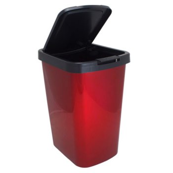 LIXEIRA COM TAMPA CLICK  LABEL METALIZADO VERMELHO – 09 LITROS