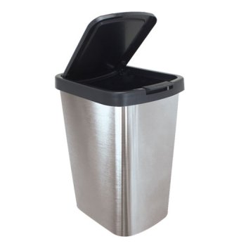 LIXEIRA COM TAMPA CLICK  LABEL METALIZADO INOX – 09 LITROS