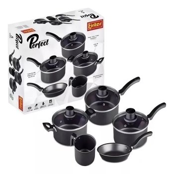 Conjunto De Panelas Perfect  Antiaderente 5 Peças grafite  Eirilar